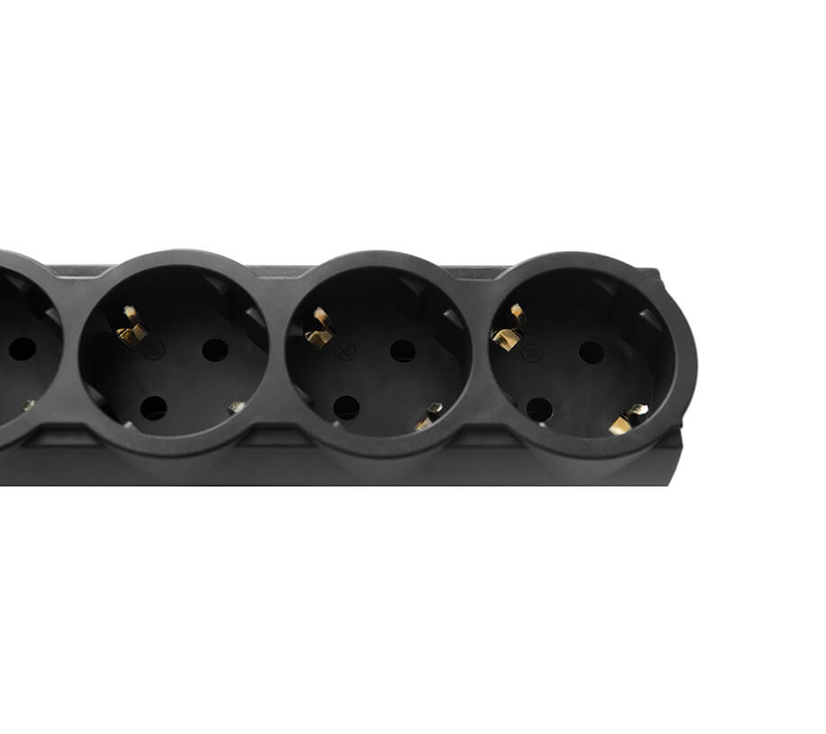 Сетевой фильтр CBR CSF 2505-3.0 Black PC; 3,0 м; 5 евро-розеток; 10 А; 2200 Вт; 90 Дж; черный