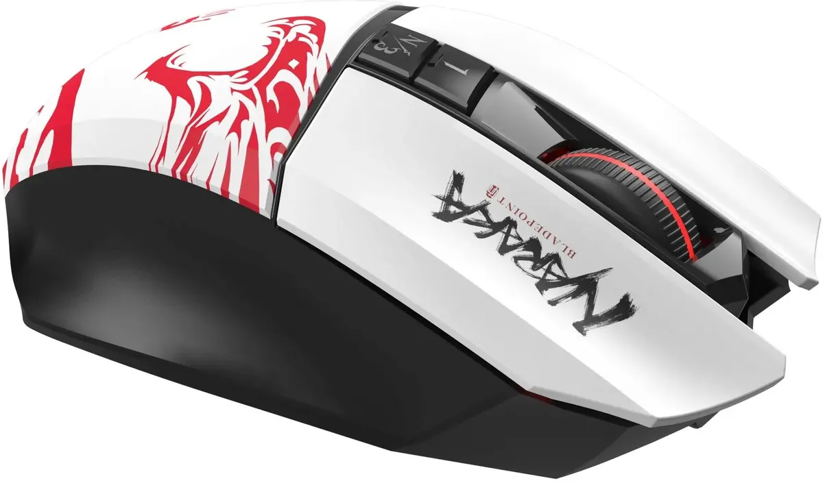 Мышь игровая A4Tech Bloody R36 ULTRA NARAKA; USB + 2.4 Ггц; оптический; 100-12000 dpi; 7 кнопок; колесо-кнопка; встроенный аккумулятор; белый + рисуно