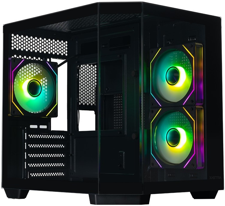Корпус XASTRA QT400M Black (QT400M-3FM12A-C6-AC); mATX; Mini-Tower; без БП; 3x120мм; 1xUSB 2.0/1xUSB 3.X/1xType-C; Mic/Aud; чёрный