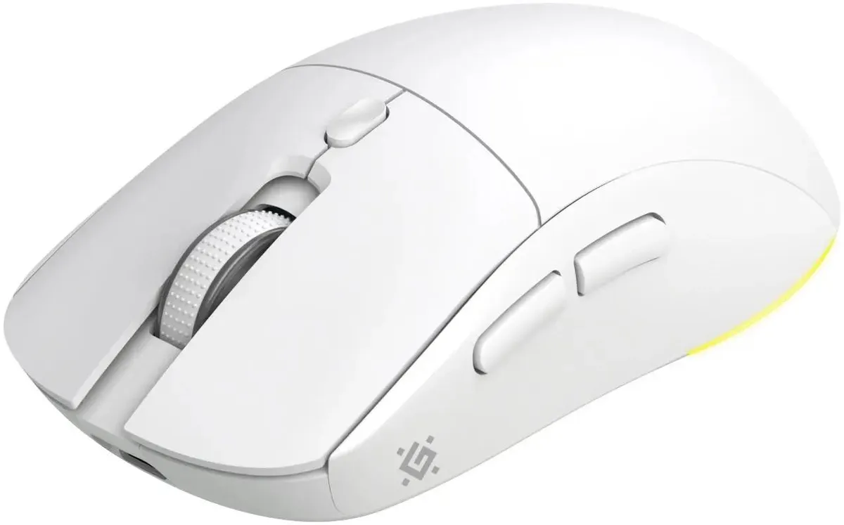 Мышь игровая Defender Stone GM-551 White (52554); USB + (BT/2.4 Ггц); оптический; 800 - 7200 dpi; 6 кнопок; колесо-кнопка; аккумулятор, 400 мА·ч; белы