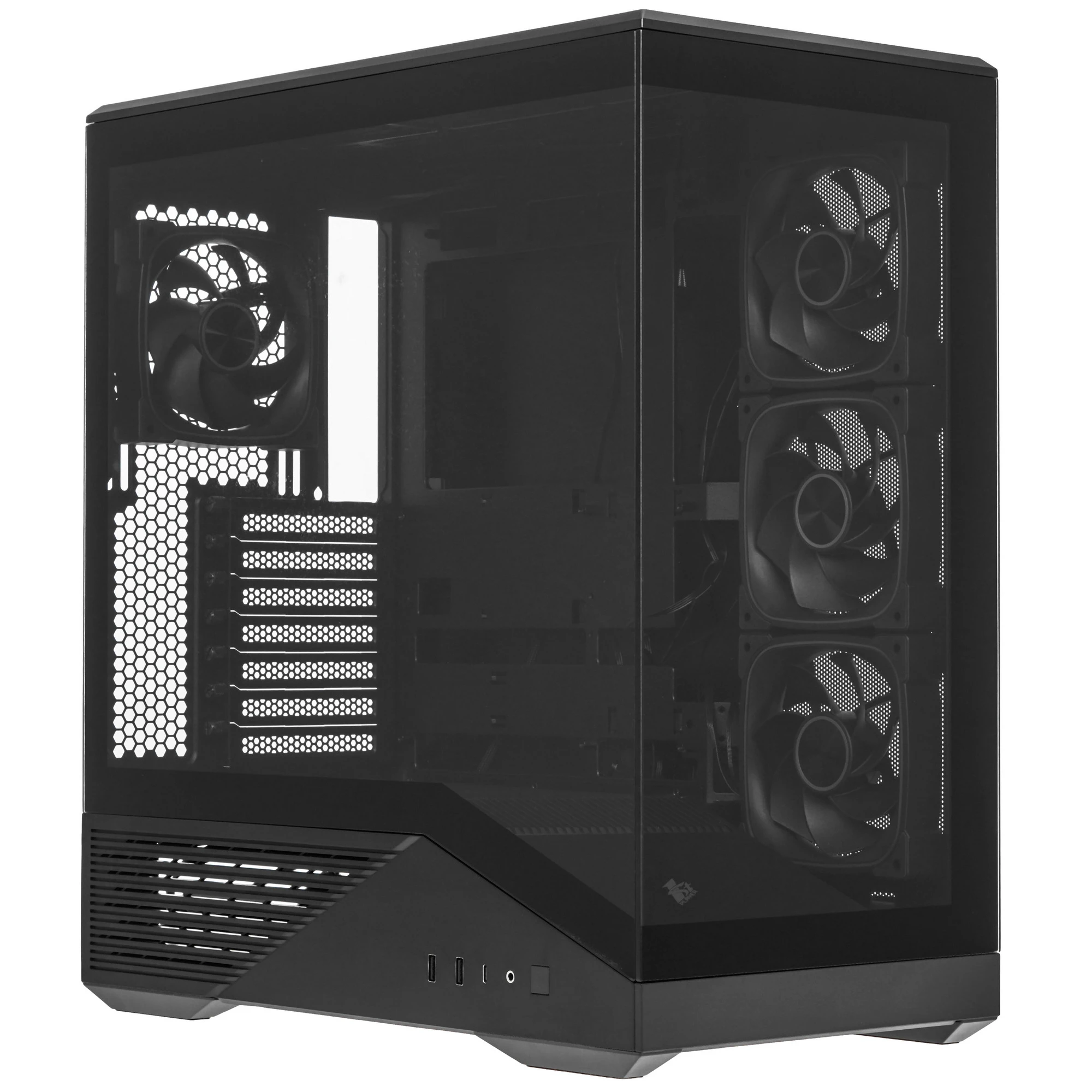 Корпус 1STPLAYER GM7 ARGB Black (GM7-BK-3FN7R-1FN7); ATX; Midi-Tower; 4x120 мм; 2xUSB 3.0/1xUSB Type C; Mic/Aud; чёрный