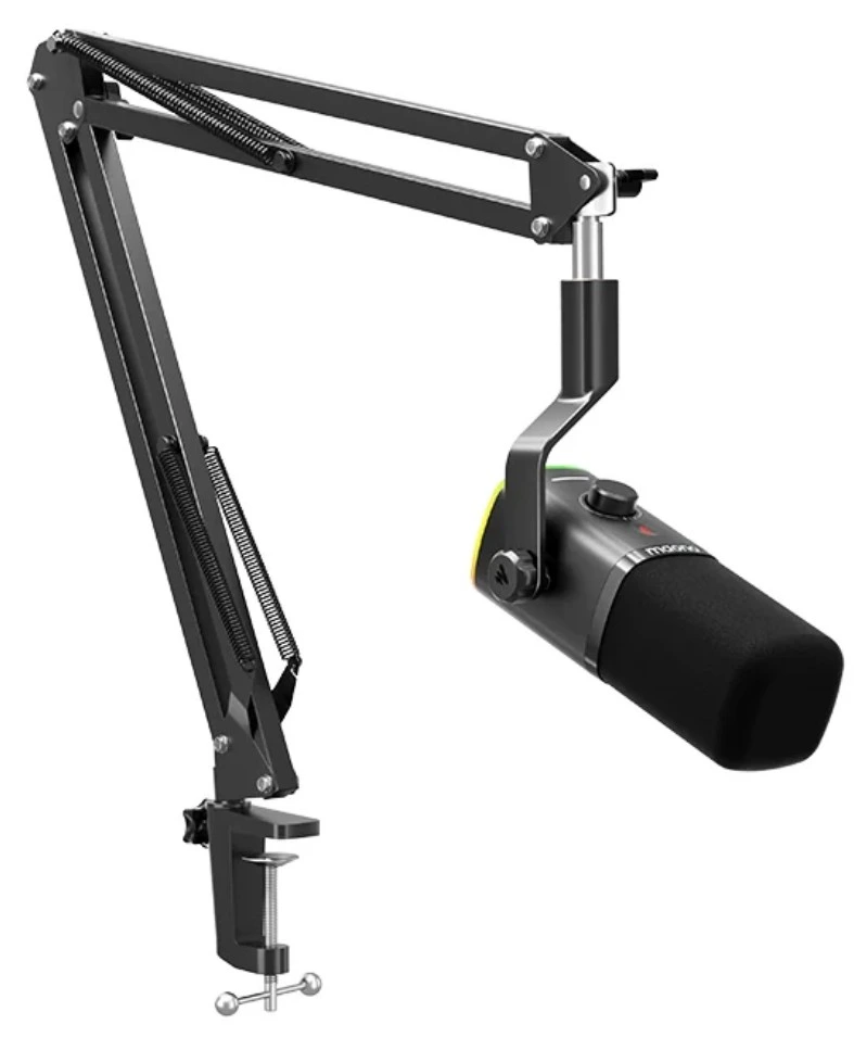 Микрофон Maono PD100XS Black; динамический; кардиоидный; 40-16 000 Гц; 24 бит/48 кГц; USB/XLR; стойка-пантограф со струбциной; черный