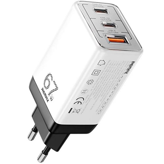 Зарядное устройство Remax RP-U159 PRO White; 3 USB порта (Type-A+2*Type-C) 3.25A; 67 Вт; QC3.0, белый
