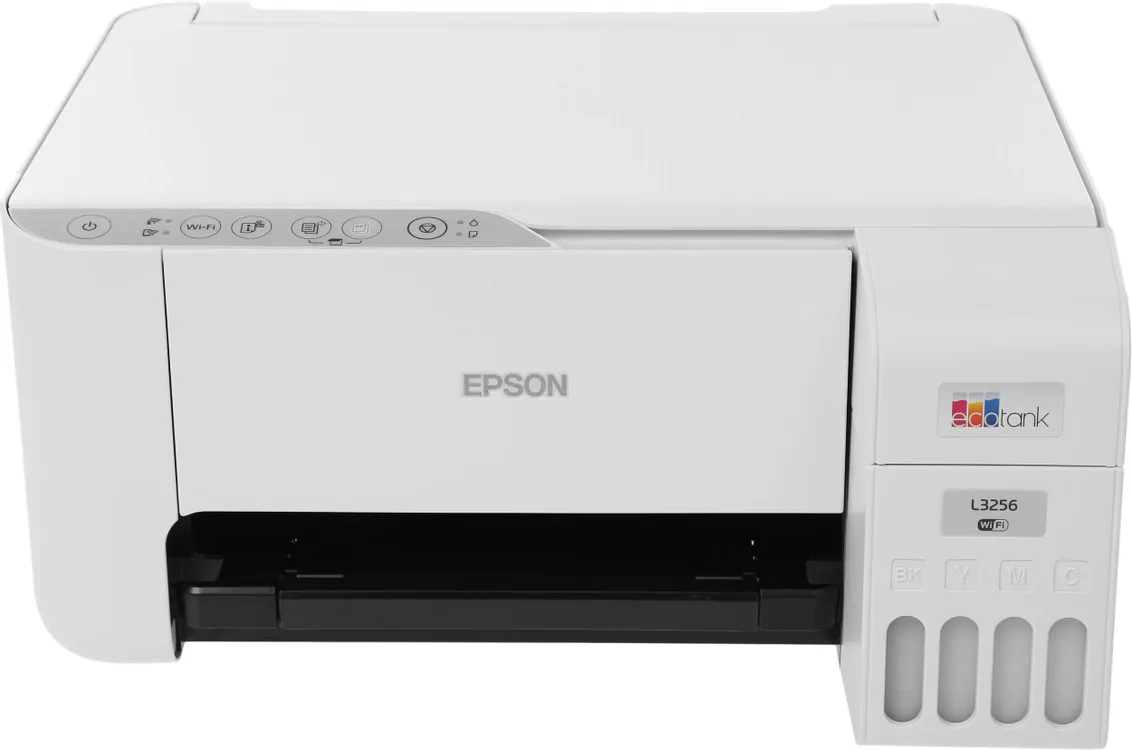 МФУ струйное Epson L3256 (C11CJ67524***); цветная; A4; 5760 x 1440 dpi; 10 ч/б, ст/мин; 5 цвет., ст/мин; USB 2.0, Wi-Fi; белый