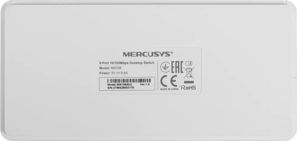 Коммутатор неуправляемый Mercusys MS108***; Fast Ethernet (10/100); 8 портов