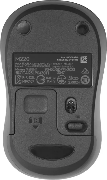 Мышь беспроводная Logitech M220 SILENT Dark Grey (910-004895); USB; оптический; 1000 dpi; 3 кнопки; колесо прокрутки; 1xAA; серый