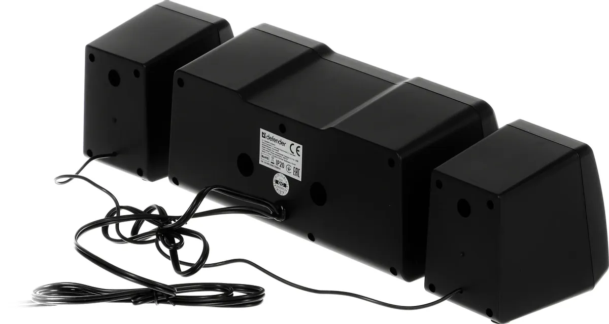 Акустическая система 2.1 Defender SOUNDWALL (65214***); 16 Вт; 150 - 18000 Гц; пластик; регулятор на передней панели сабвуфера; USB; чёрный