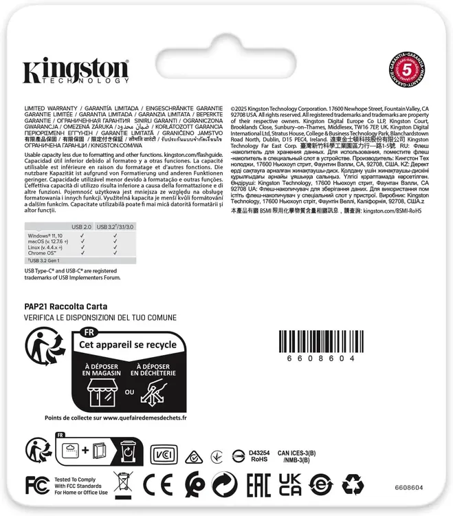 Накопитель USB-флэш 128 ГБ Kingston DataTraveler Duo (DTDEG2/128GB); USB 3.2 Gen 1; OTG Type-C; зеленый