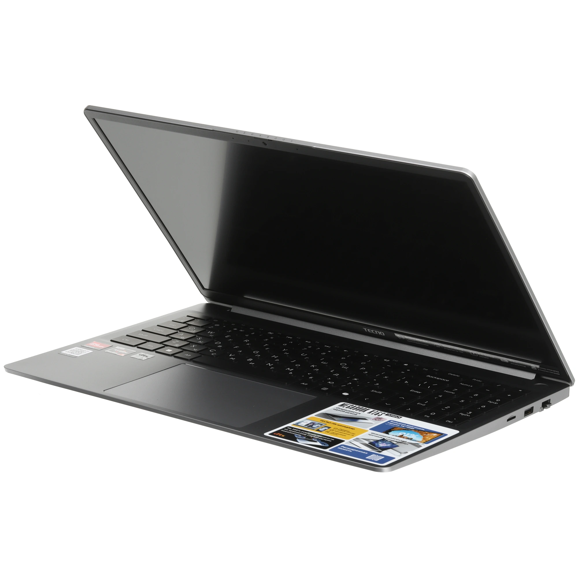 Ноутбук 16" Tecno Megabook K16SDA (71005000263); 1920x1080 IPS 60 Гц; AMD Ryzen 5 7430U; 16 Гб/512 Гб; AMD Radeon Graphics; Win 11; 70 Вт*ч; 1,75 кг;