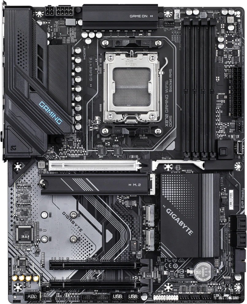 Материнская плата Gigabyte X870 GAMING WF6; Socket AM5; ATX; AMD X870; 4хDDR5(8200); 3xPCI-E x16; 1xHDMI; 6xSATA 6Gb/s; Audio 8 ch; 2.5GbE+WIFI 6/BT 5