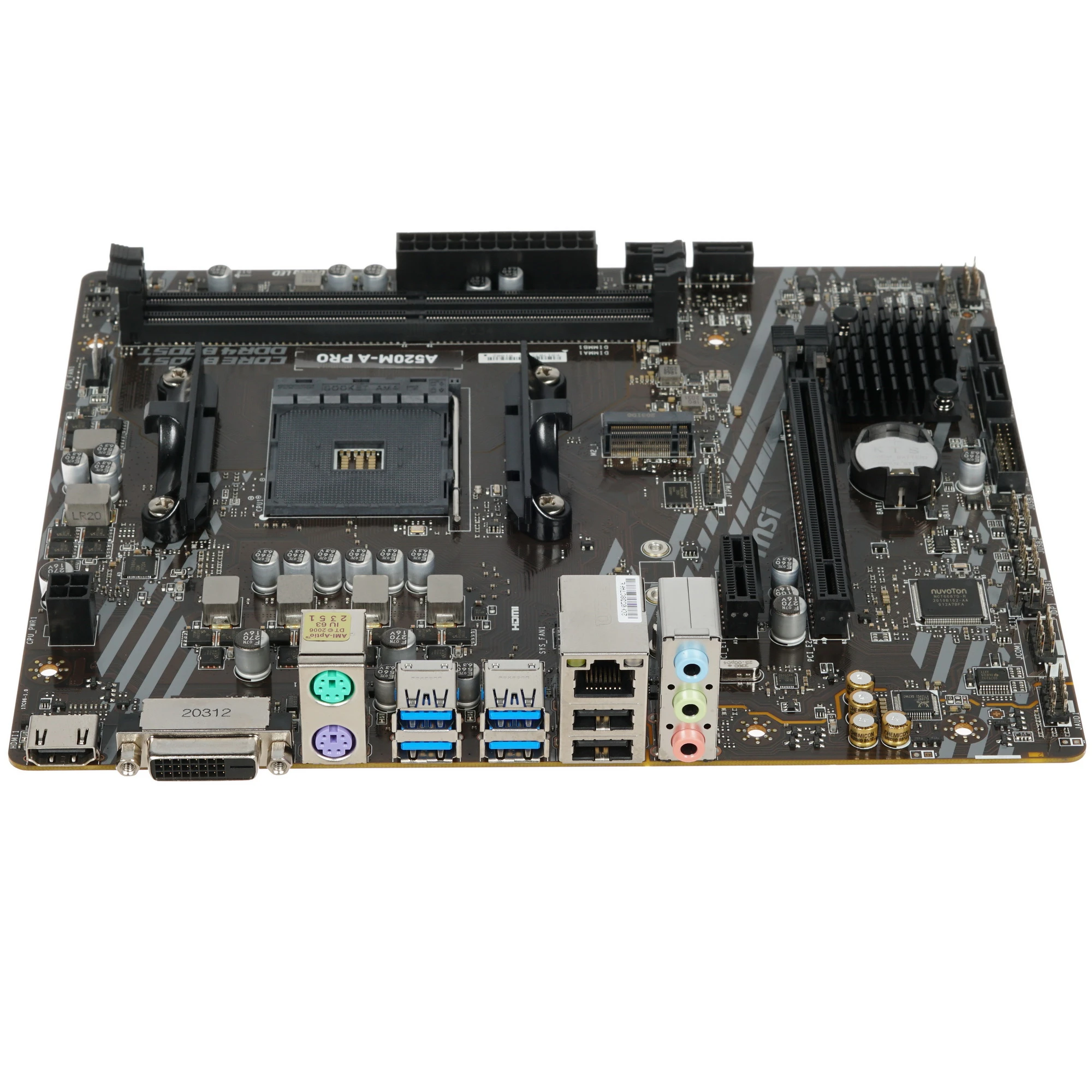 Материнская плата MSI A520M-A PRO***; Socket AM4; micro-ATX; AMD A520; 2хDDR4(4600); 1xPCI-E x16; 1 x PCI-E x1; DVI; HDMI; 4(SATA 6Gb/s); Audio 8 ch;