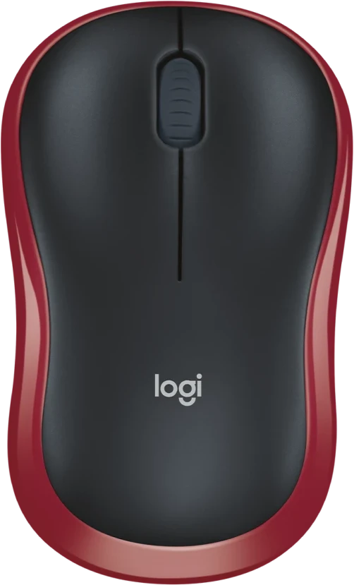 Мышь беспроводная Logitech M185 Black+Red (910-002633***); 2.4 ГГц; USB; оптический; 1000 dpi; 3 кнопки; колесо-кнопка; 1хАА; чёрный + красный