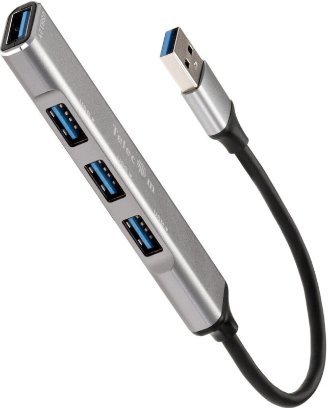 Концентратор USB внешний Telecom (TA308U); USB Type A; 1xUSB 3.0, 3xUSB 2.0; 4-порта; металлический корпус; серый