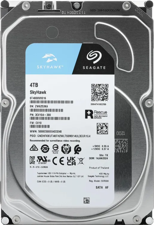 Жесткий диск 4 ТБ Seagate SkyHawk (ST4000VX016); 3,5"; 5400 об/мин; 256 МБ; SATA III