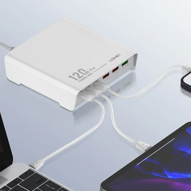 Зарядное устройство LDNIO Q605; 6 USB порта (Type-A+Type-C); 65 Вт; QC3.0, PD30W; черный