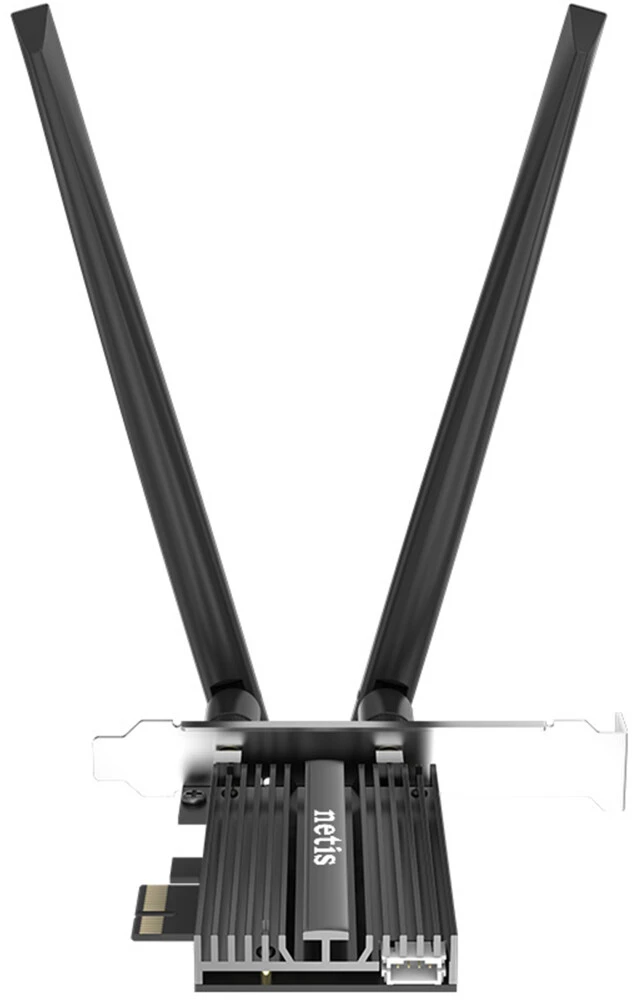 Сетевая карта WiFi Netis F1 (AX3000+BT 5.2); 3000 Мбит/с (574 Мбит/с+ 2400 Мбит/с); 2 ant; PCI-E 1x