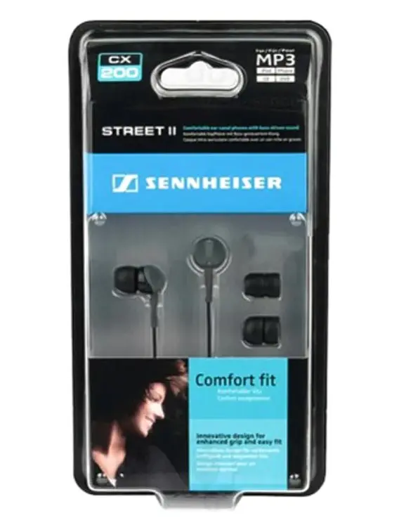 Наушники проводные вставные Sennheiser CX 200 Street II Black; Mini-jack 3,5мм, внутриканальные; 20 - 20 000 Гц; 16 Ом; 1,2 м; черный