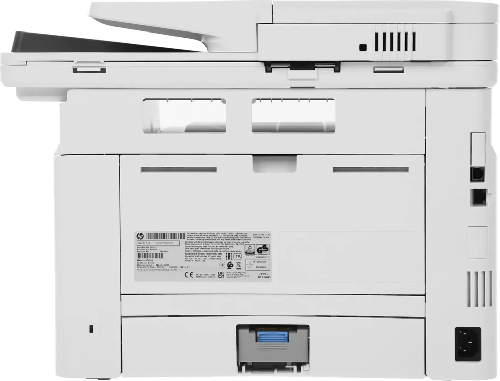 МФУ лазерное HP LaserJet Pro 4103dw (2Z627A); A4; 1200x1200 dpi; 40 ч/б ст/мин; дуплекс; АПД; ЖК-экран; USB; Bluetooth; Ethernet; Wi-Fi; белый + серый