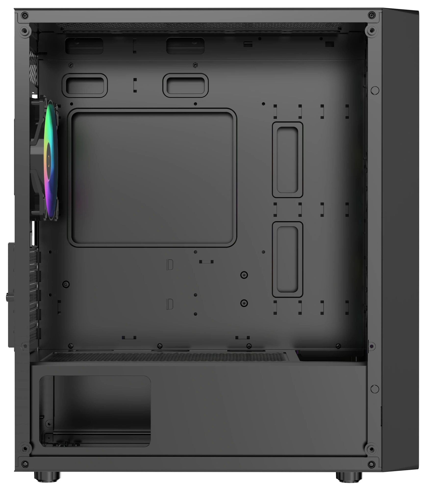 Корпус Ocypus Gamma C50 ARGB Black (Gamma-C50-BKG400XX-GL); mATX; Mini-Tower; без БП; 4x120 мм; 2xUSB 2.0/1xUSB 3.X; 1xMic/Aud; черный